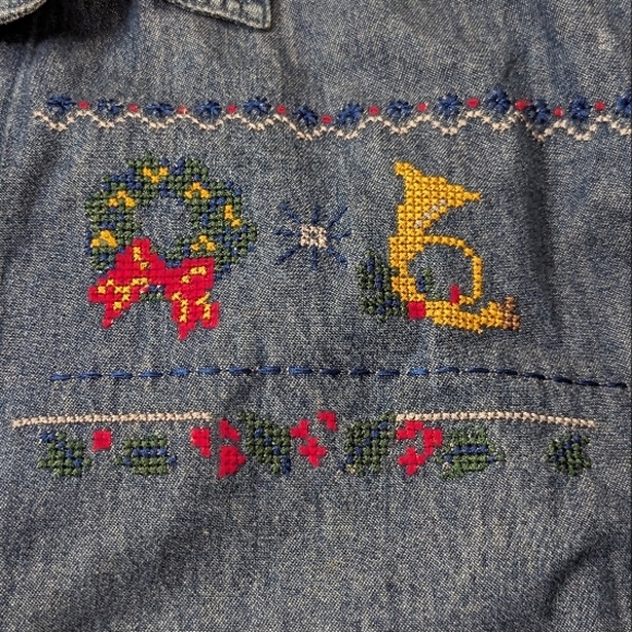 Denim Holiday Shirt with Embroidered Details - Picture 2 of 12